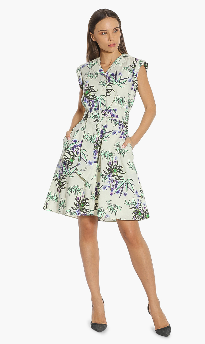 

Shirting Belted Dress, Beige