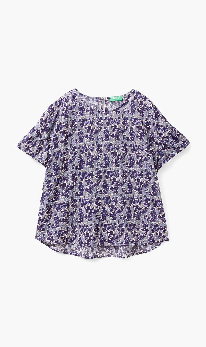 Blue United Colors Of Benetton White Patterned Blouse for Women