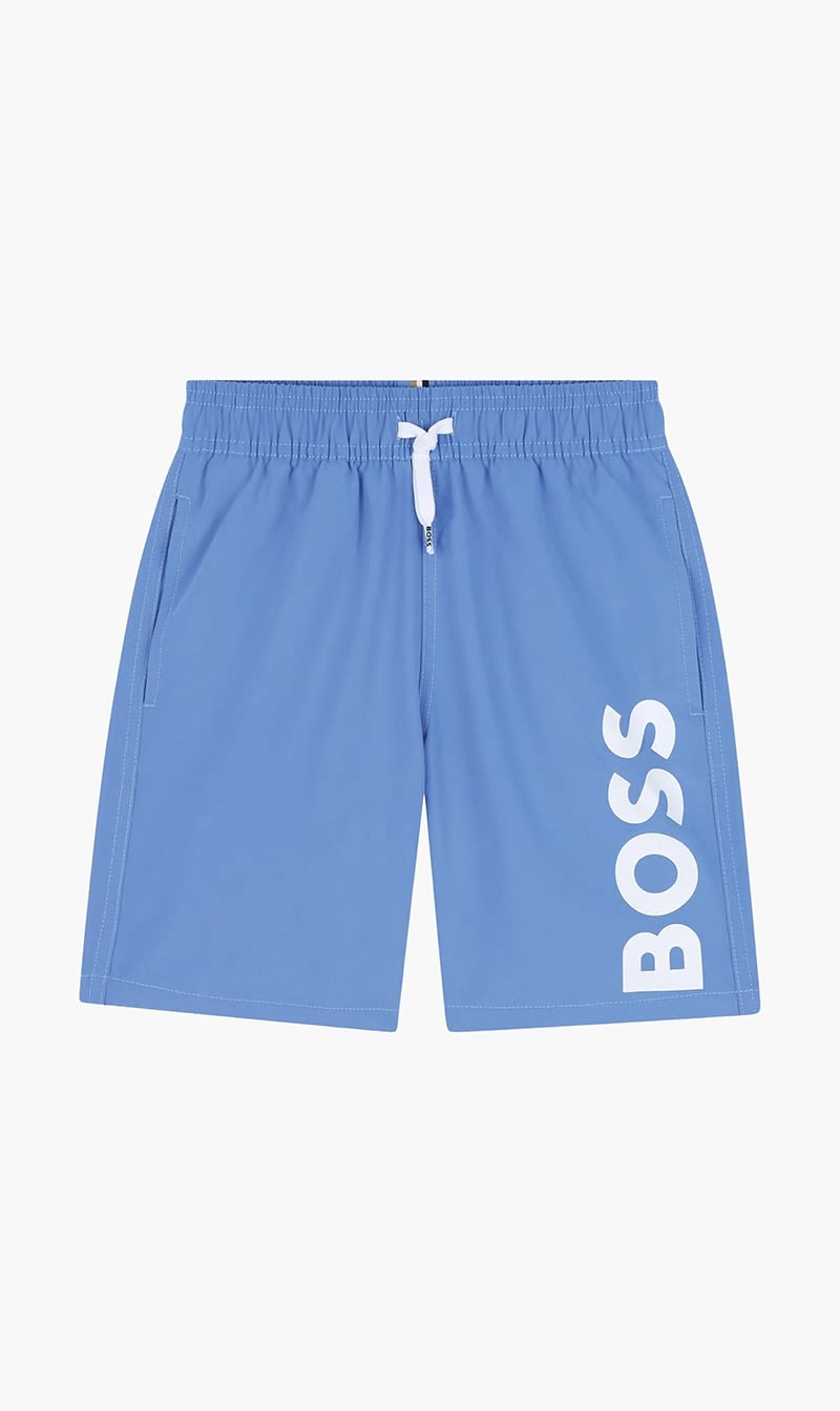 Blue Boss Green Logo Swimshort for Boys