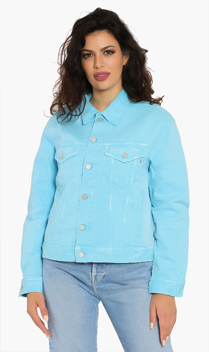 

Ripped Denim Jacket, Blue