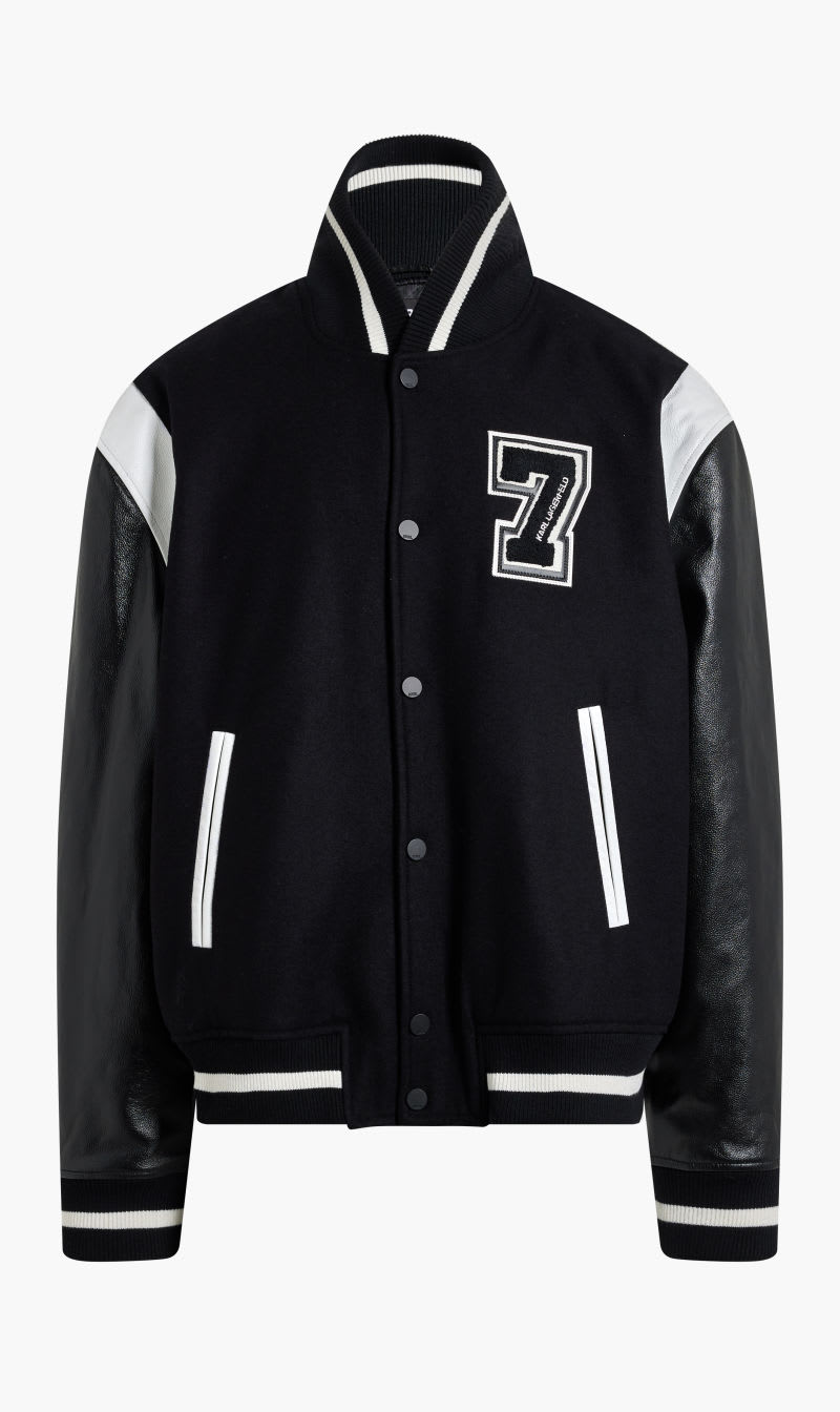 

Karl Lagerfeld Black Varsity Bomber Jacket for Men | The Deal Outlet