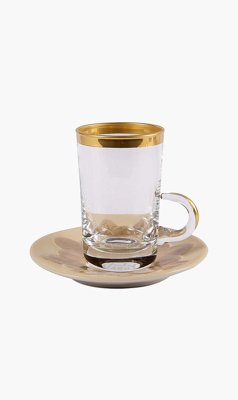 

Peacock Caramel & Gold Green Tea Cup & Saucer, White