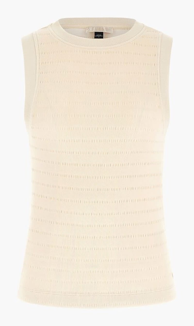 

Guess Beige Denisa Striped Jersey Top for Women | The Deal Outlet