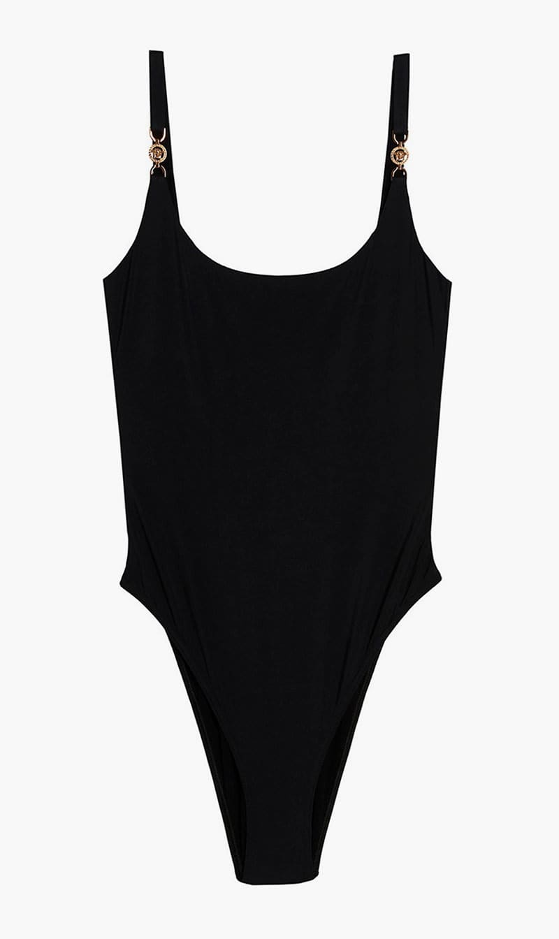 

Versace Black Swim One-piece Lycra Vita Recycled Greek Chain for Women | The Deal Outlet