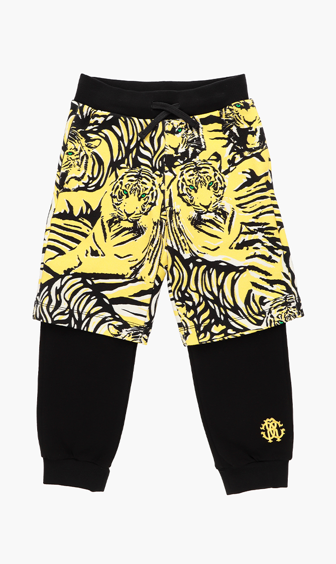 

Tiger Print Layered Trackpants