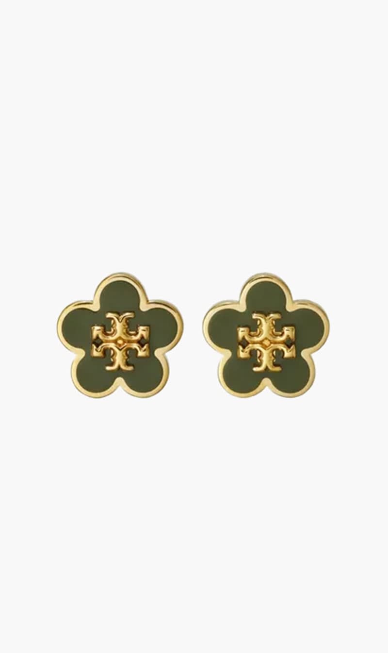 

Tory Burch Gold Kira Enamel Flower Stud Earring for Women | The Deal Outlet