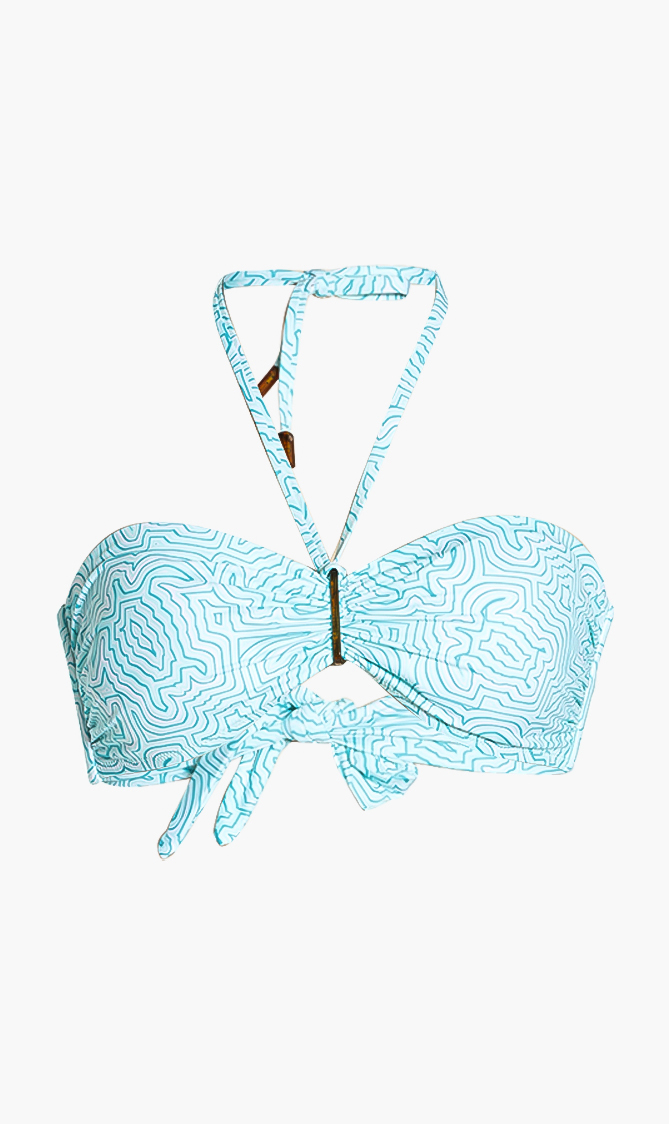 

Feery Printed Bandeau Bikini Top, Blue