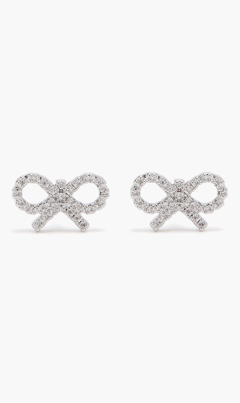 Self-portrait Silver Micro Bow Earrings for Women