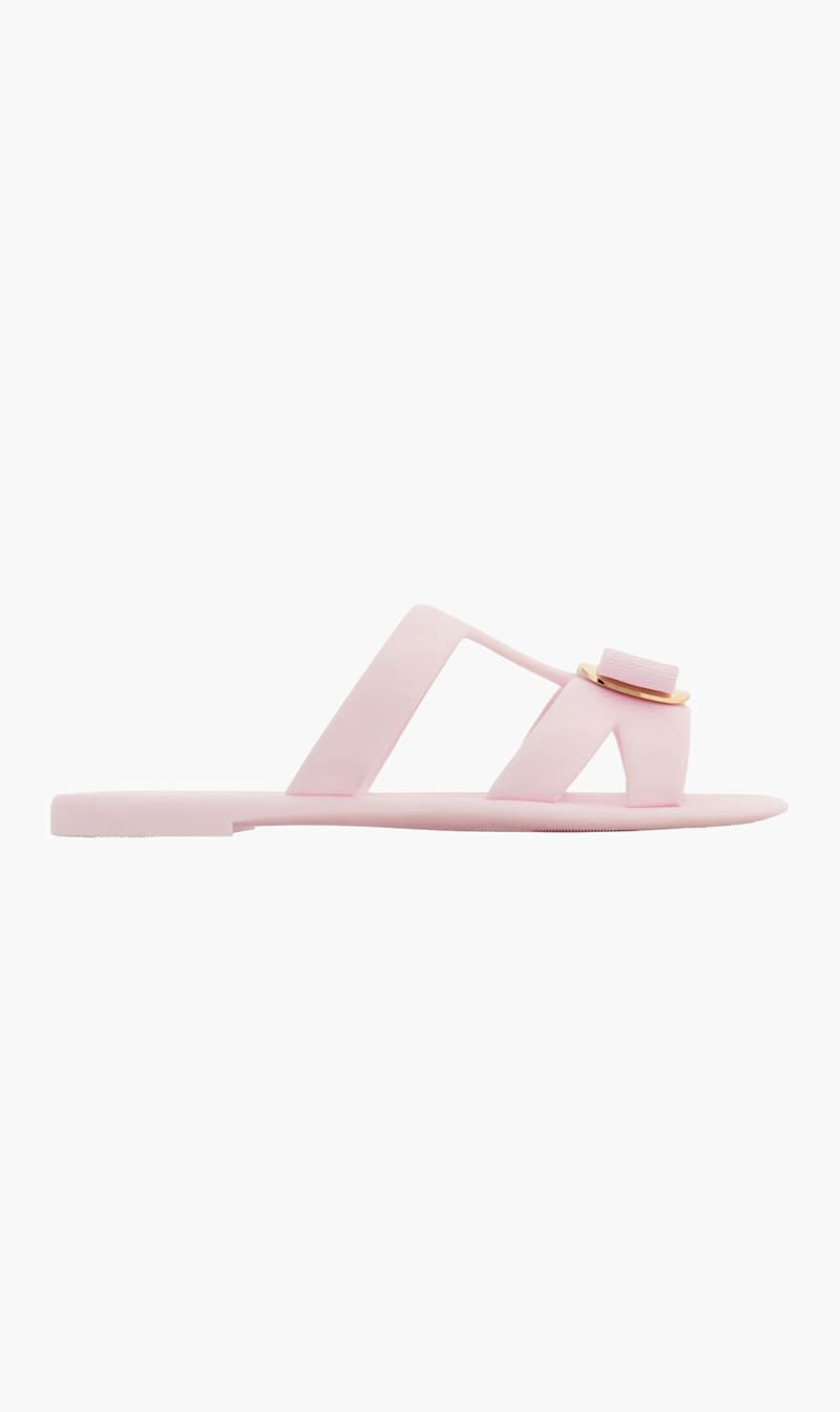 Ferragamo Pink New Vara Plate Strappy Slide for Women