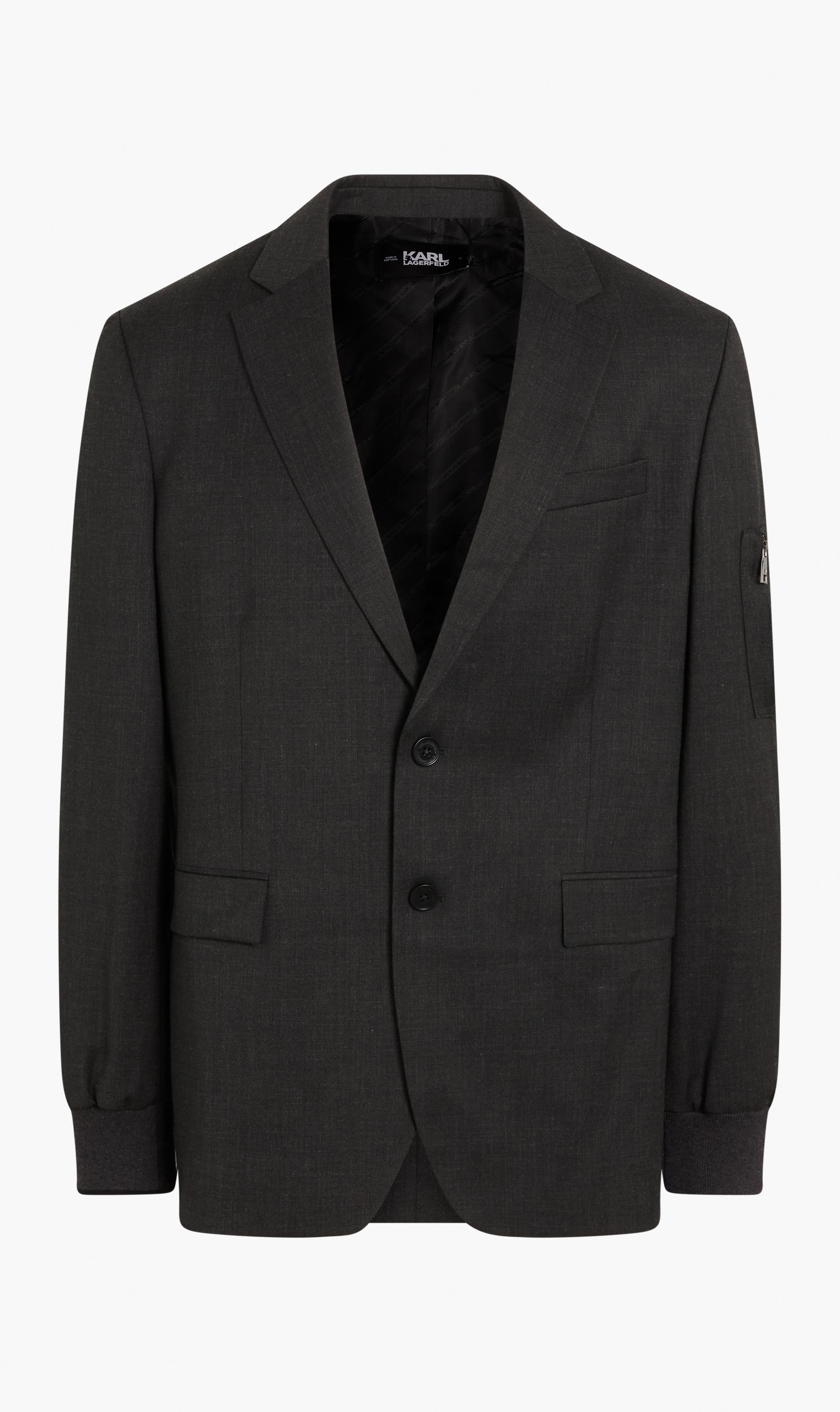 

Karl Lagerfeld Grey Wool Blazer W/ Rib Cuff for Men | The Deal Outlet