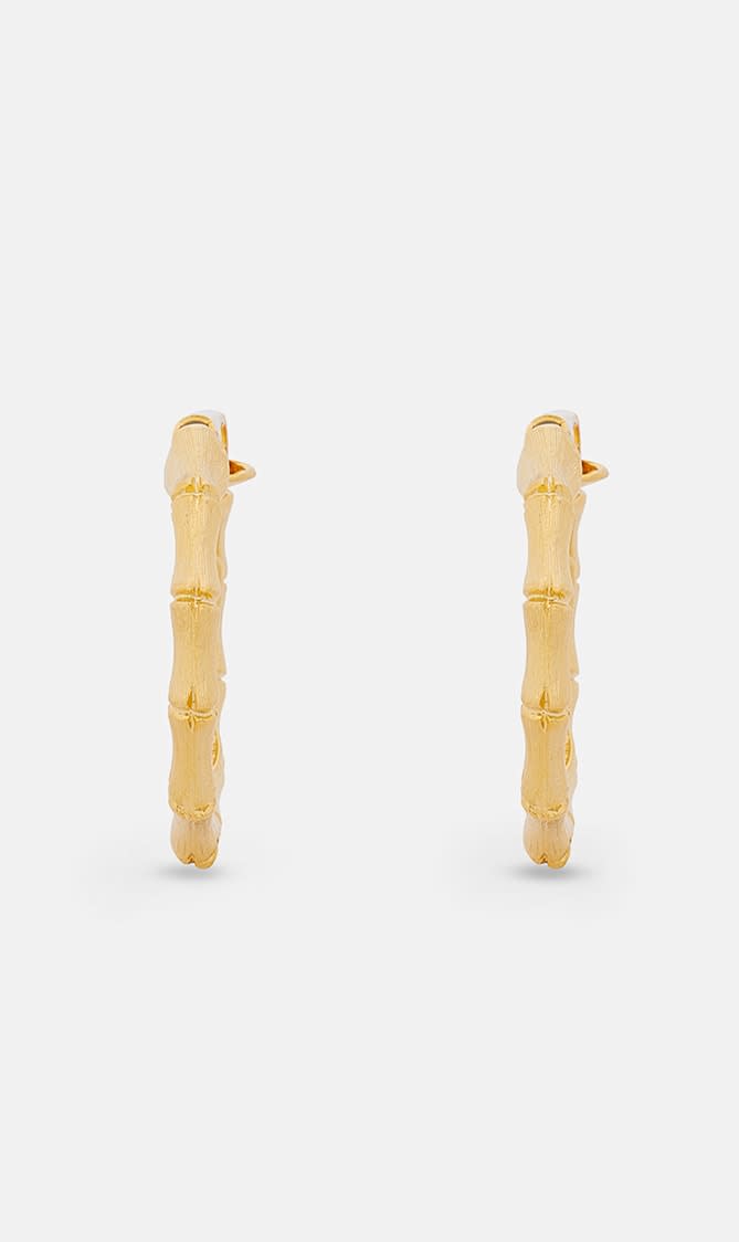 

Kenneth Jay Lane Gold 1.25 (small) Bamboo Hoop Clip Earring for Women | The Deal Outlet