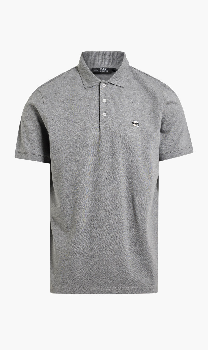 

Karl Lagerfeld Grey Ikonik 2 Embroidered Polo for Men | The Deal Outlet