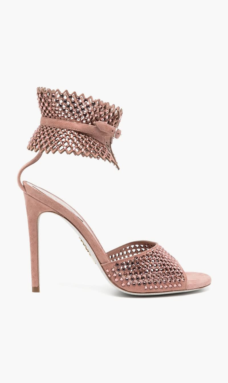 

Rene Caovilla Pink Crystal Embellished Sandals for Women | The Deal Outlet