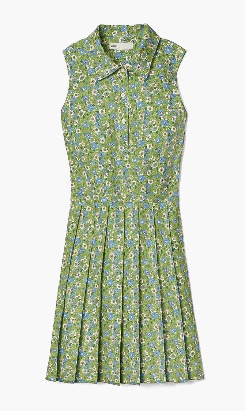 

Tory Burch Green Printed Performance Pleated Golf Dress for Women | The Deal Outlet