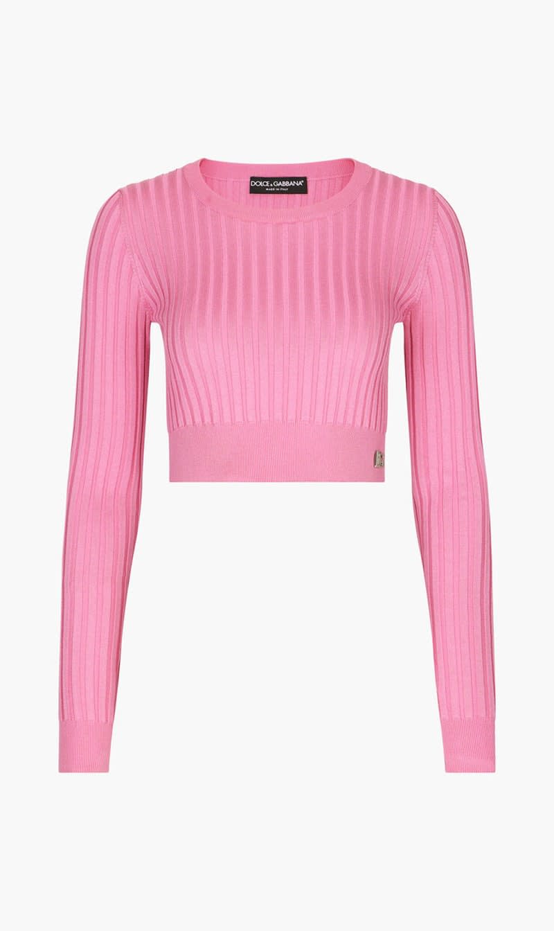 

Dolce & Gabbana Pink Ribbed Cropped Sweater for Women | The Deal Outlet