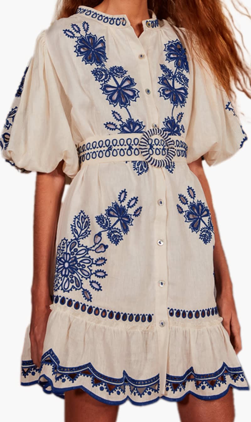 

Farm Rio White Short Sleve Mini Dress for Women | The Deal Outlet