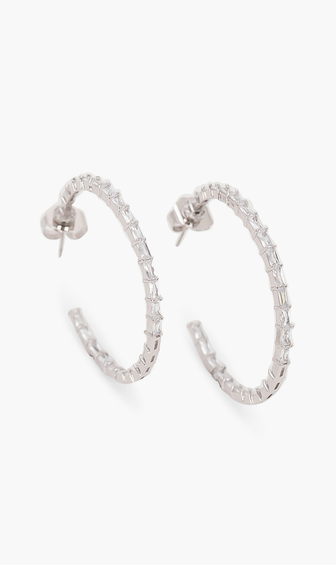 

Cz By Kenneth Jay Lane Round Baguette Hoops