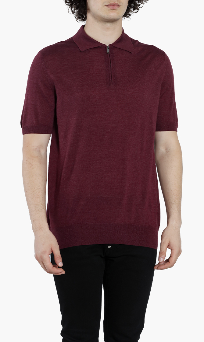

Knit Polo Shirt, Red