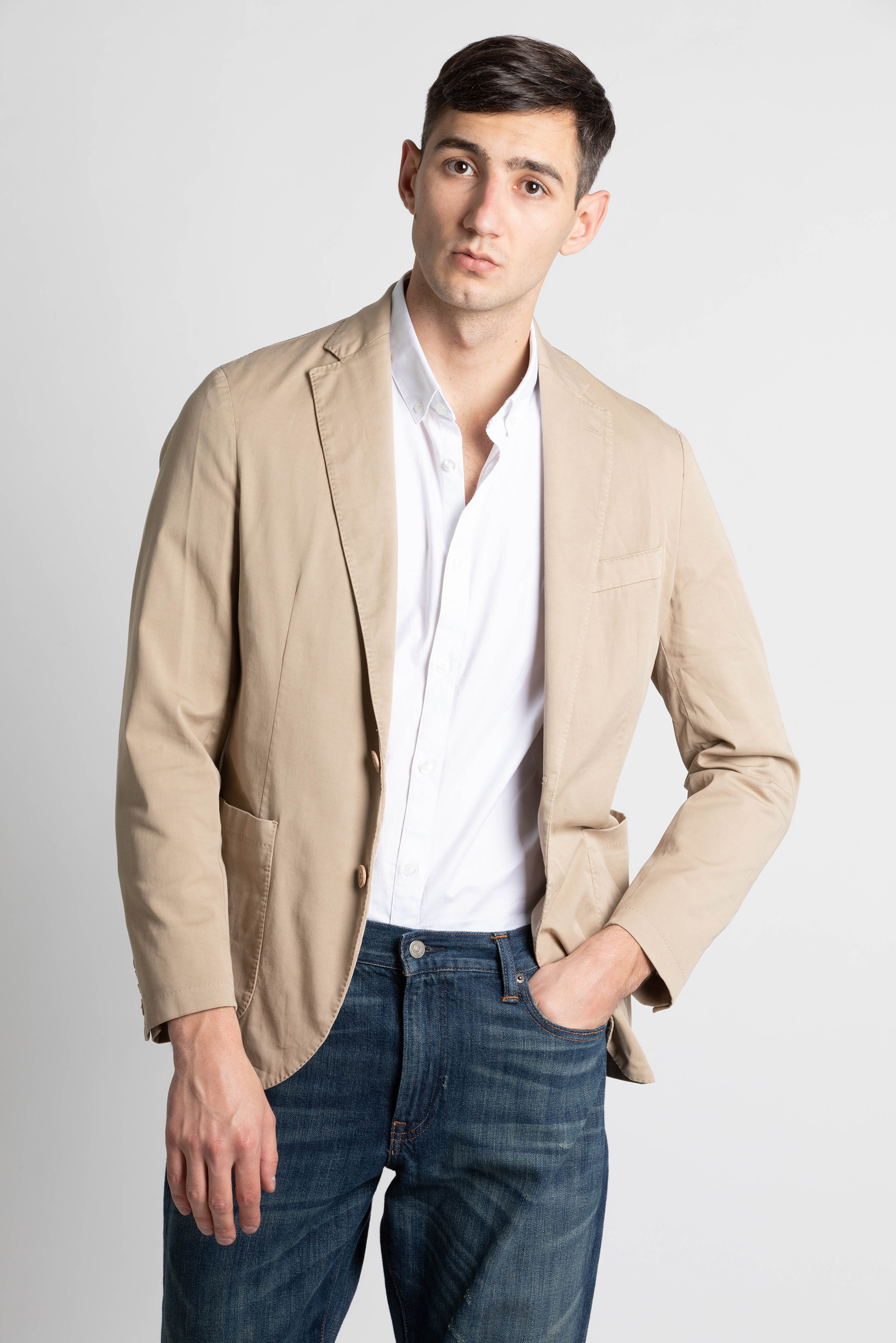 

Gmd Stretch Cotton Blazer, Beige