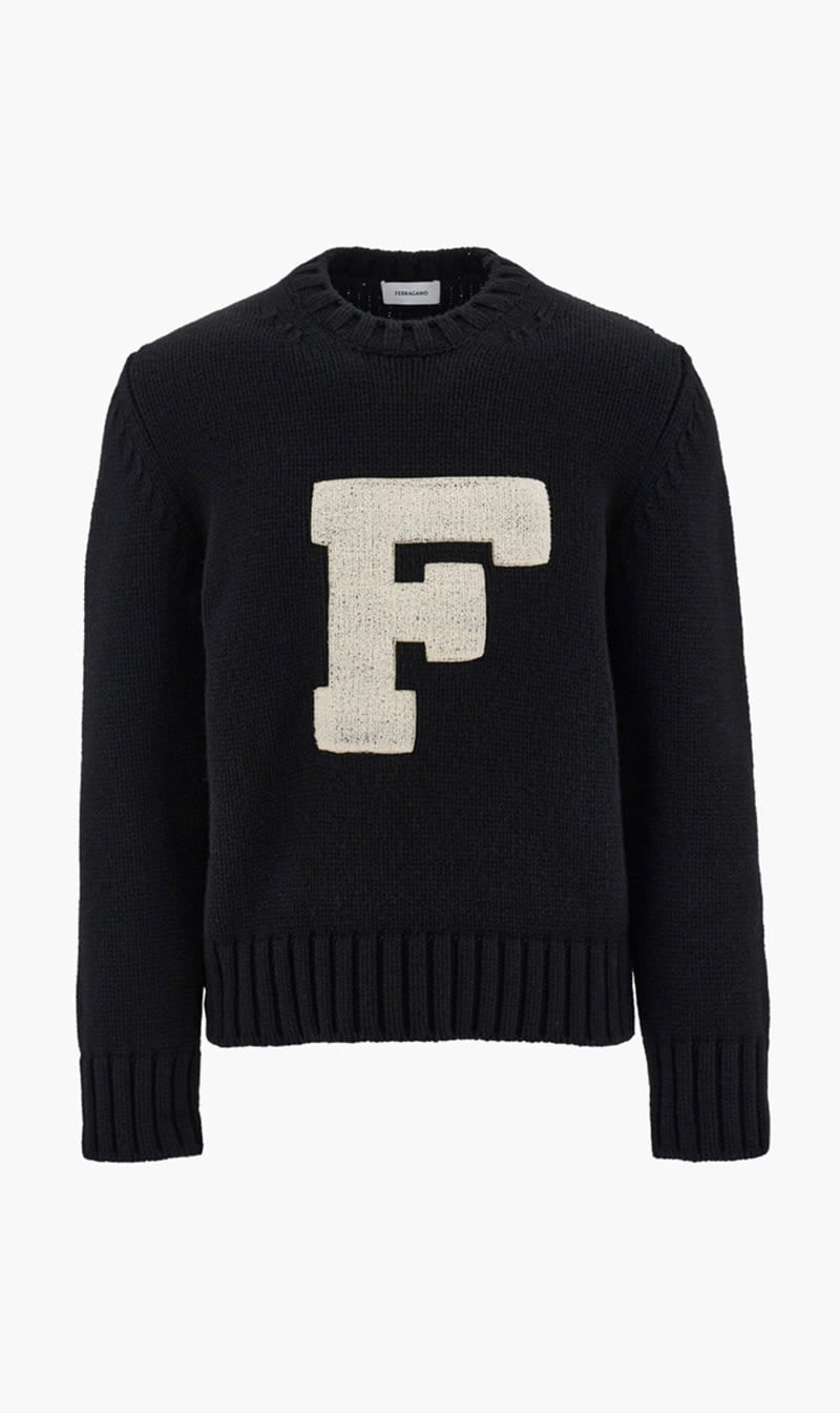 Ferragamo Black Crew Neck Sweater for Men