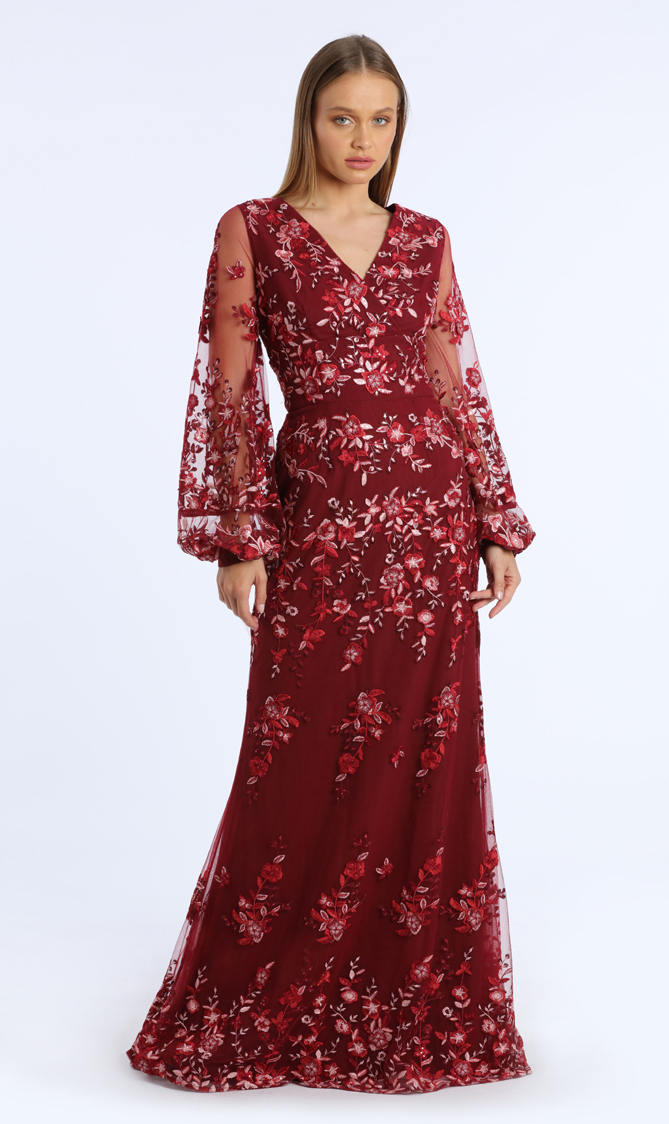 

David Meister Floral Embroidered Design Dress