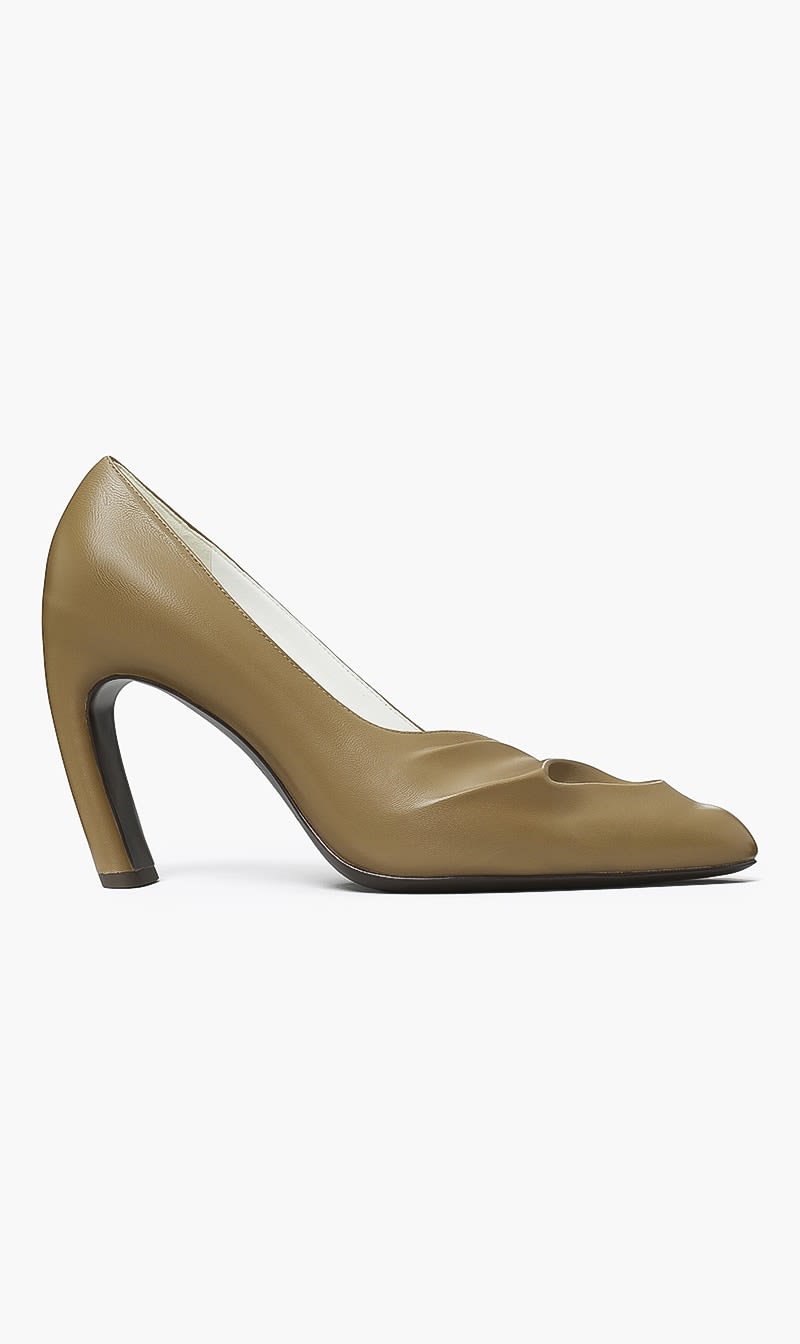 

Tory Burch Beige Sculpted Peep Toe Pump 90mm for Women | The Deal Outlet
