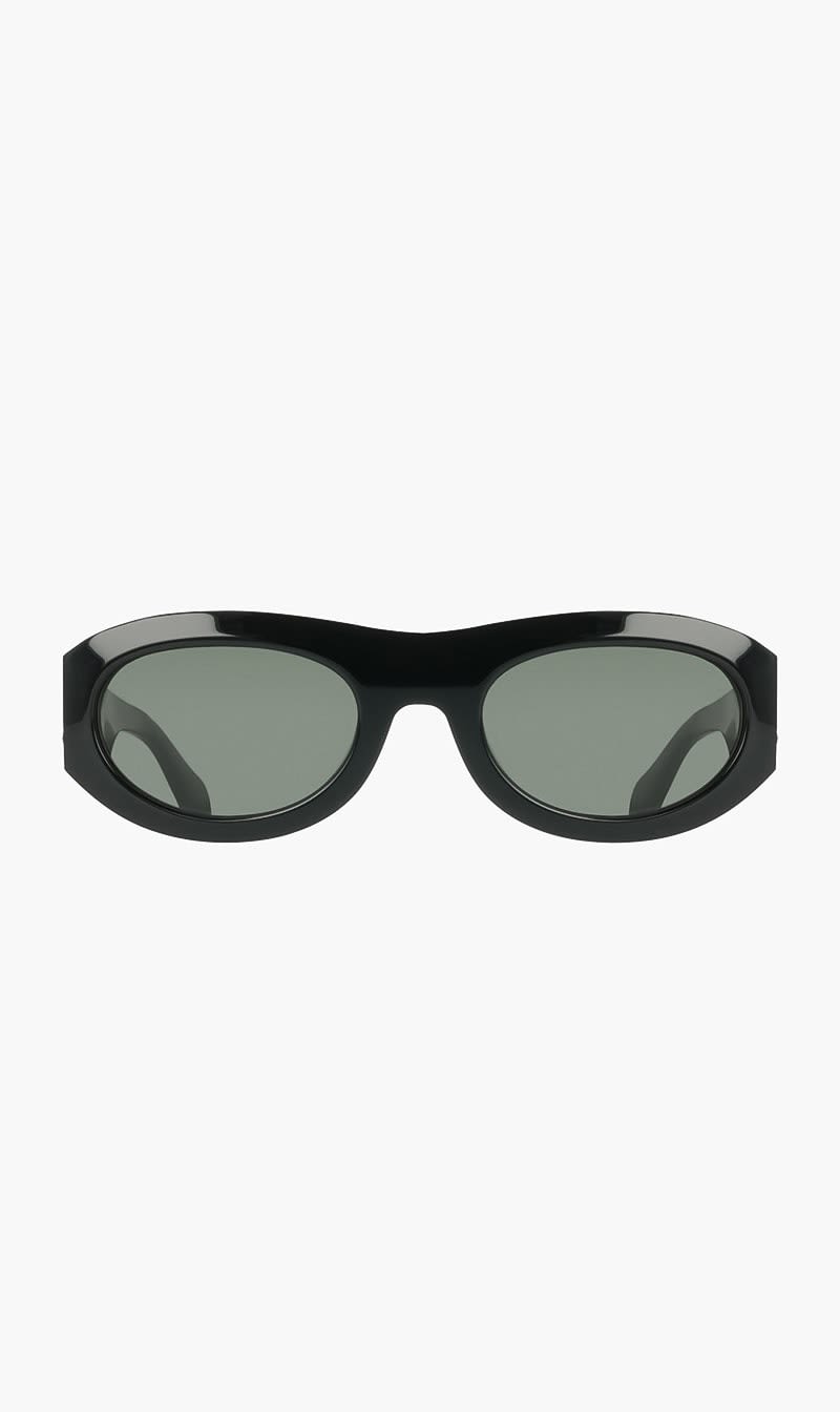 Black Ferragamo Green Oval Sunglasses for Women