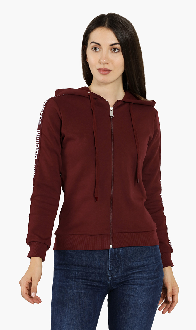 

Logo Tape Zip-up Hooded Sweatshirt, Red