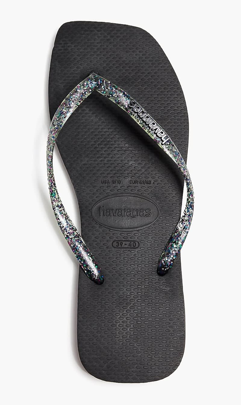 

Havaianas Black Slim Square Logo Flip Flops for Women | The Deal Outlet