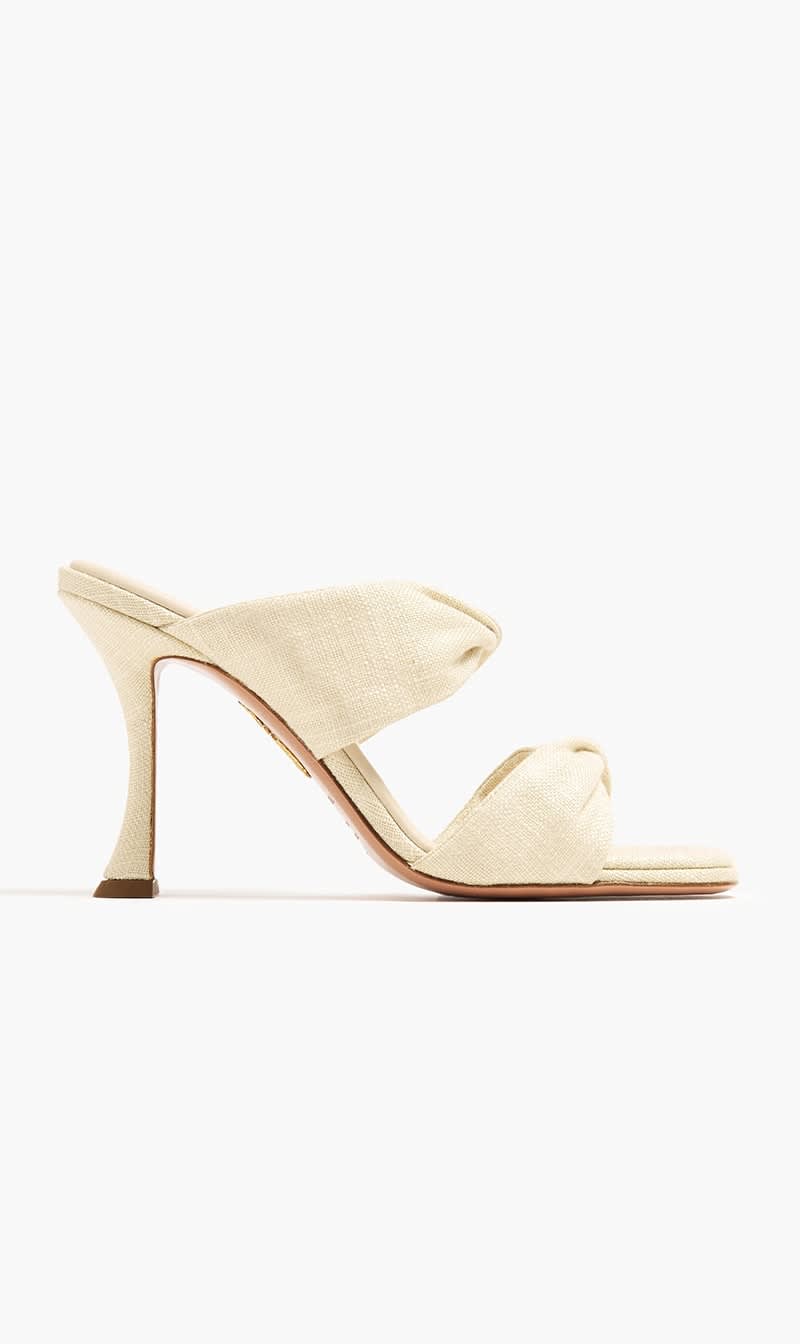 

Aquazzura Firenze Yellow Twist Sandals for Women | The Deal Outlet