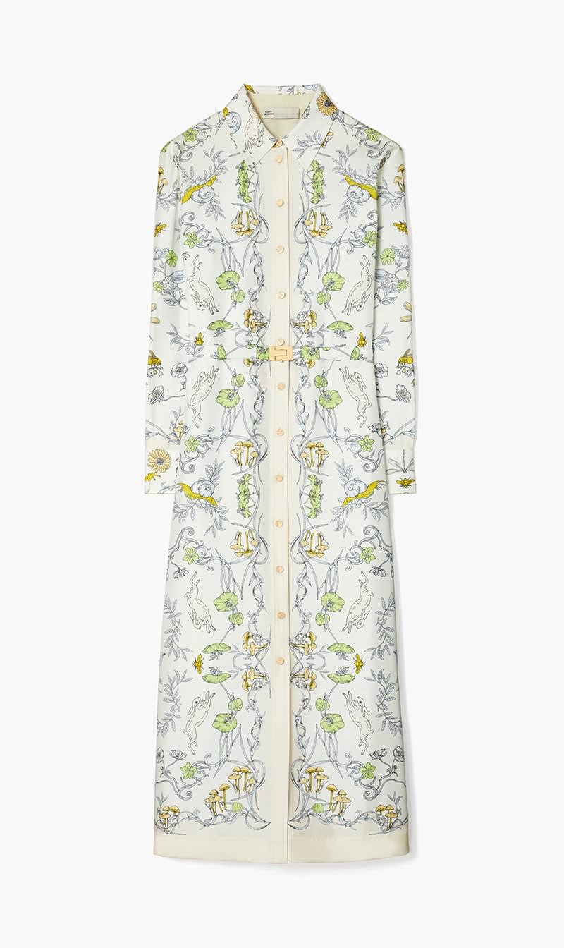

Tory Burch Green Tropical Shirt Dress for Women | The Deal Outlet