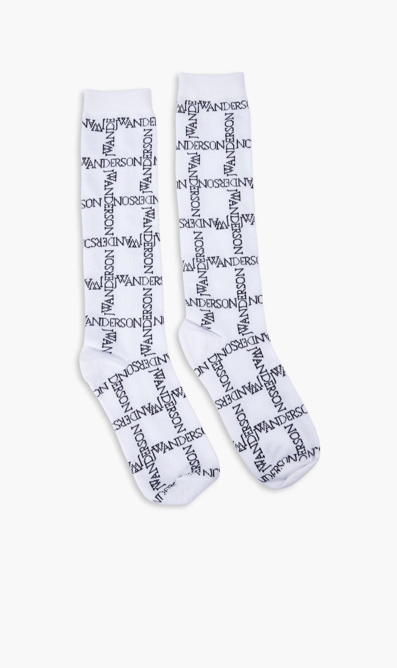 

J.w.anderson White Logo Grid Long Socks for Men | The Deal Outlet