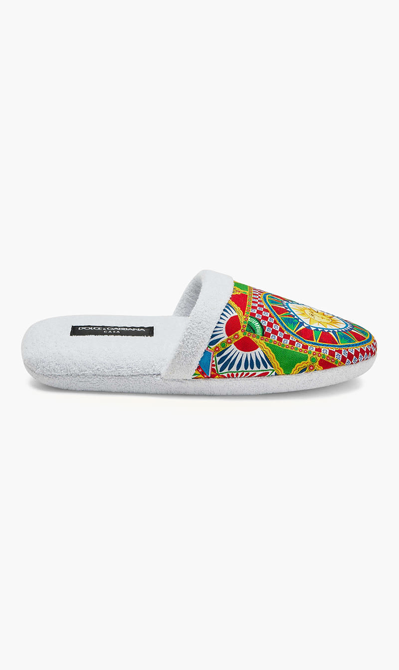 

Dolce & Gabbana Multi-color Carretto Cotton Terry Slippers | The Deal Outlet