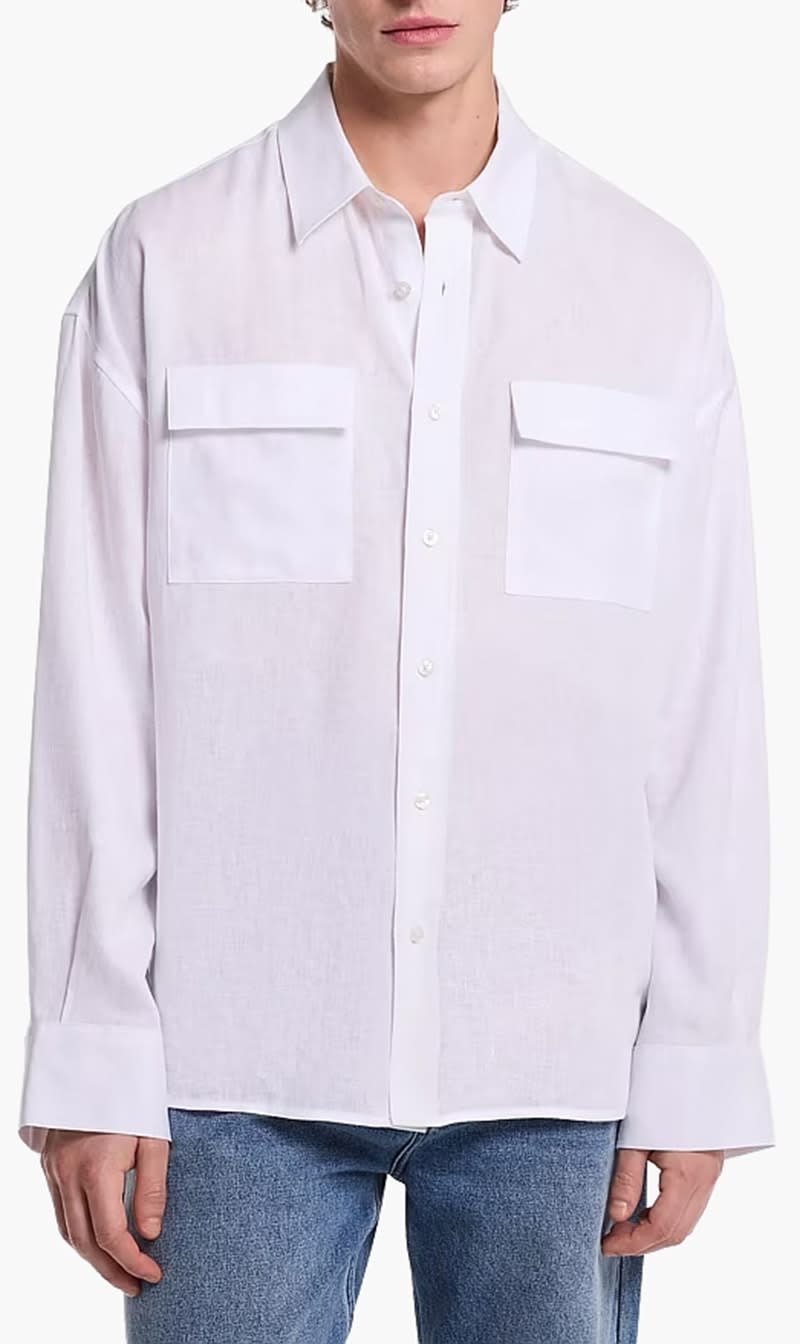 Michael Kors White Oversized Linen Shirt for Men