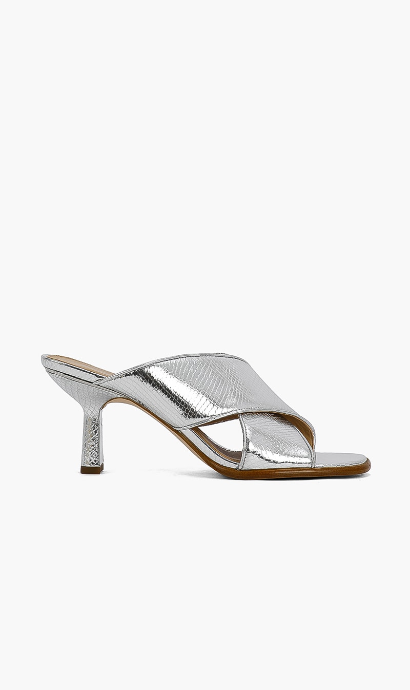 

Michael Kors Silver Gideon Mule for Women | The Deal Outlet