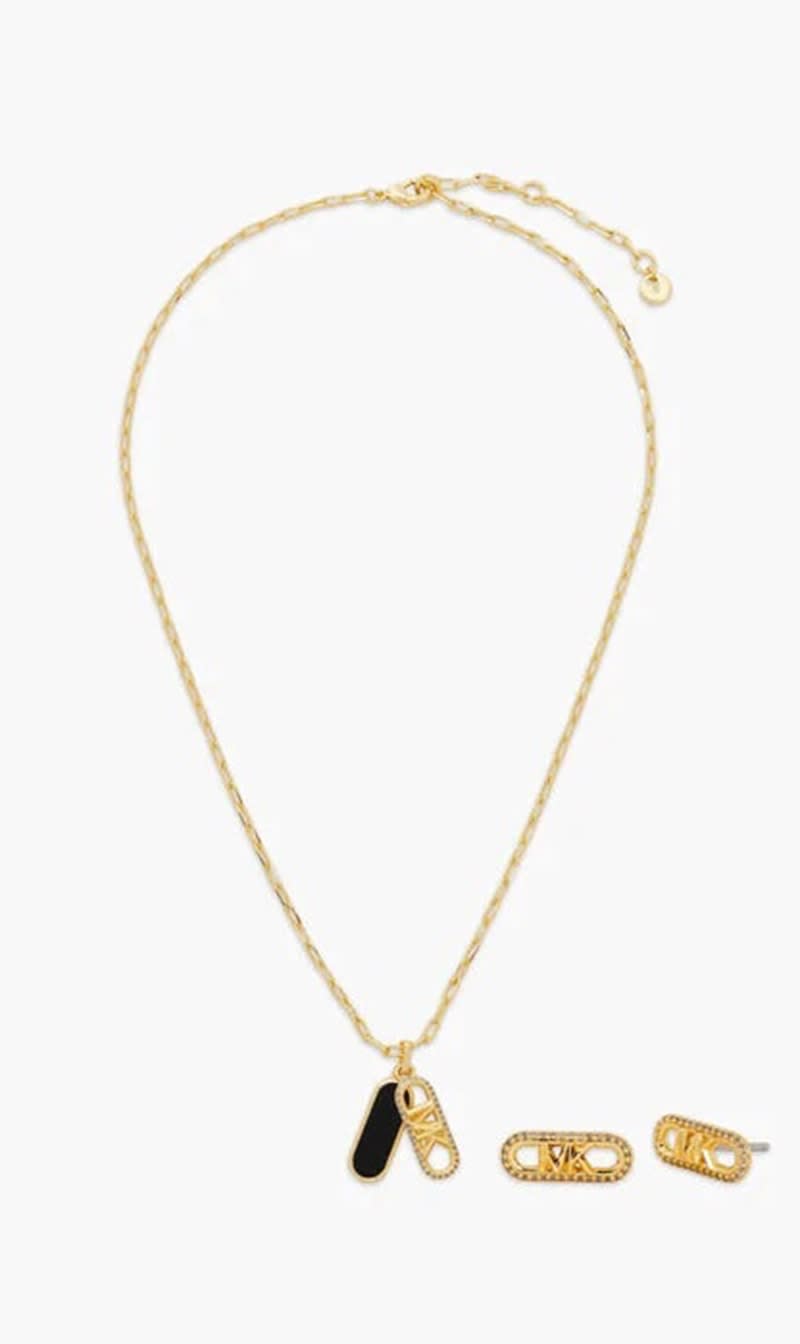 

Michael Kors Gold Premiun Pendant Necklace And Stud Earring Set for Women | The Deal Outlet