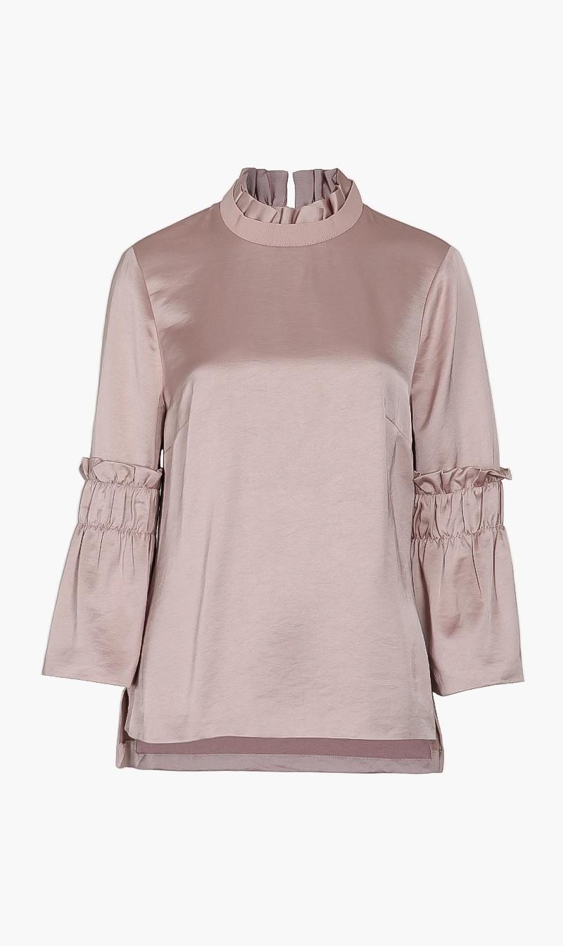 

Frilled Sleeve High Neck Top