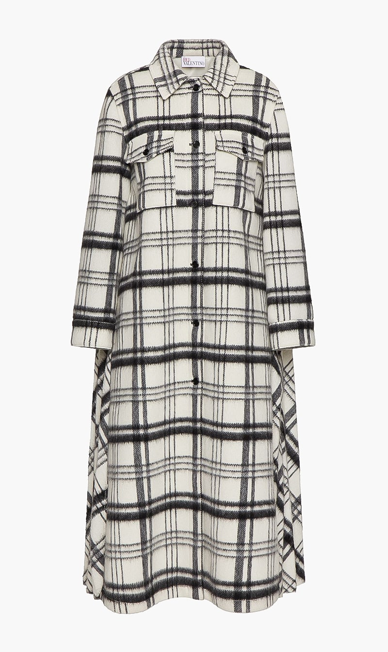 

Red Valentino Fluffy Check Long Coat