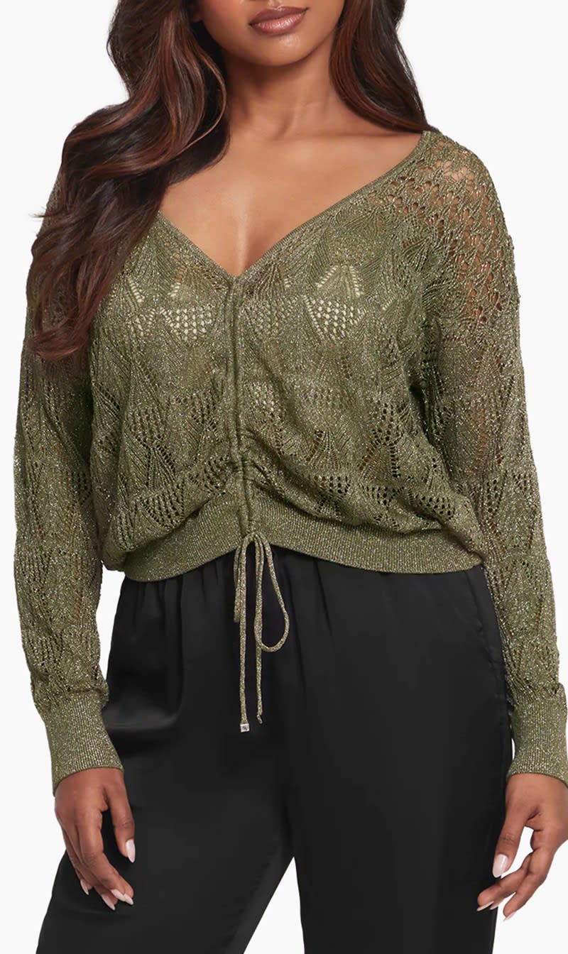 

Guess Brown Clarissa Back Vn Ls Swtr for Women | The Deal Outlet