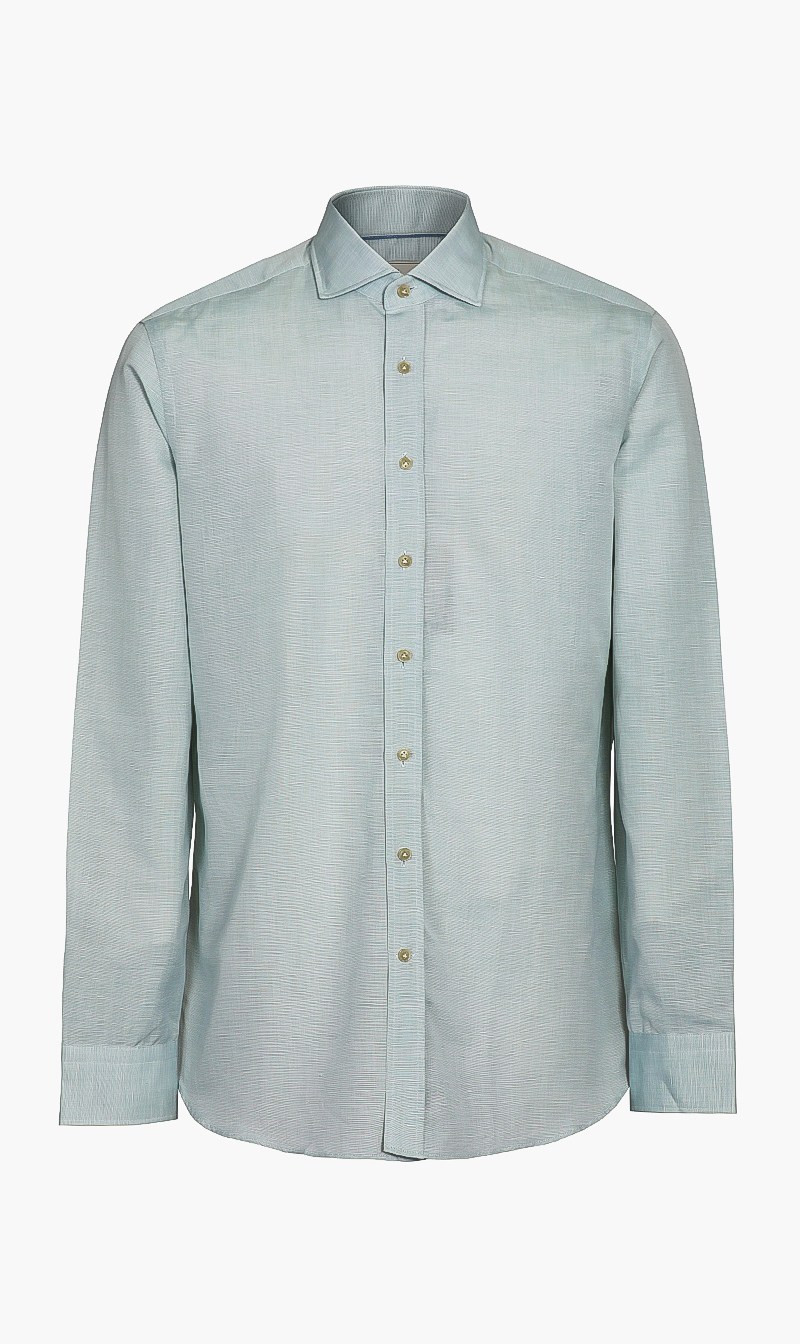

Hackett London Green Plain Lux Linen Shirt for Men | The Deal Outlet