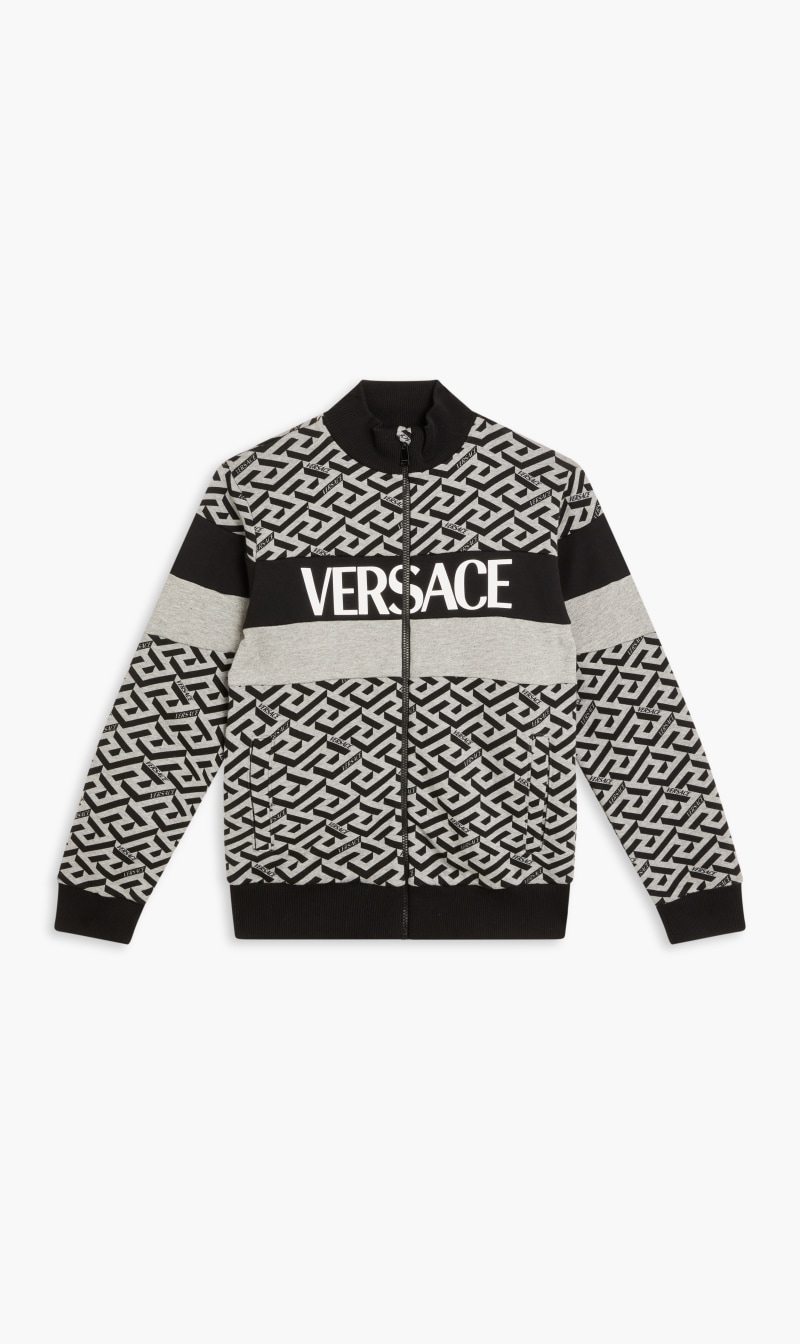 

Versace Grey Jb Sweatshirt Zipped Versace Logo Ao Greca for Kids | The Deal Outlet