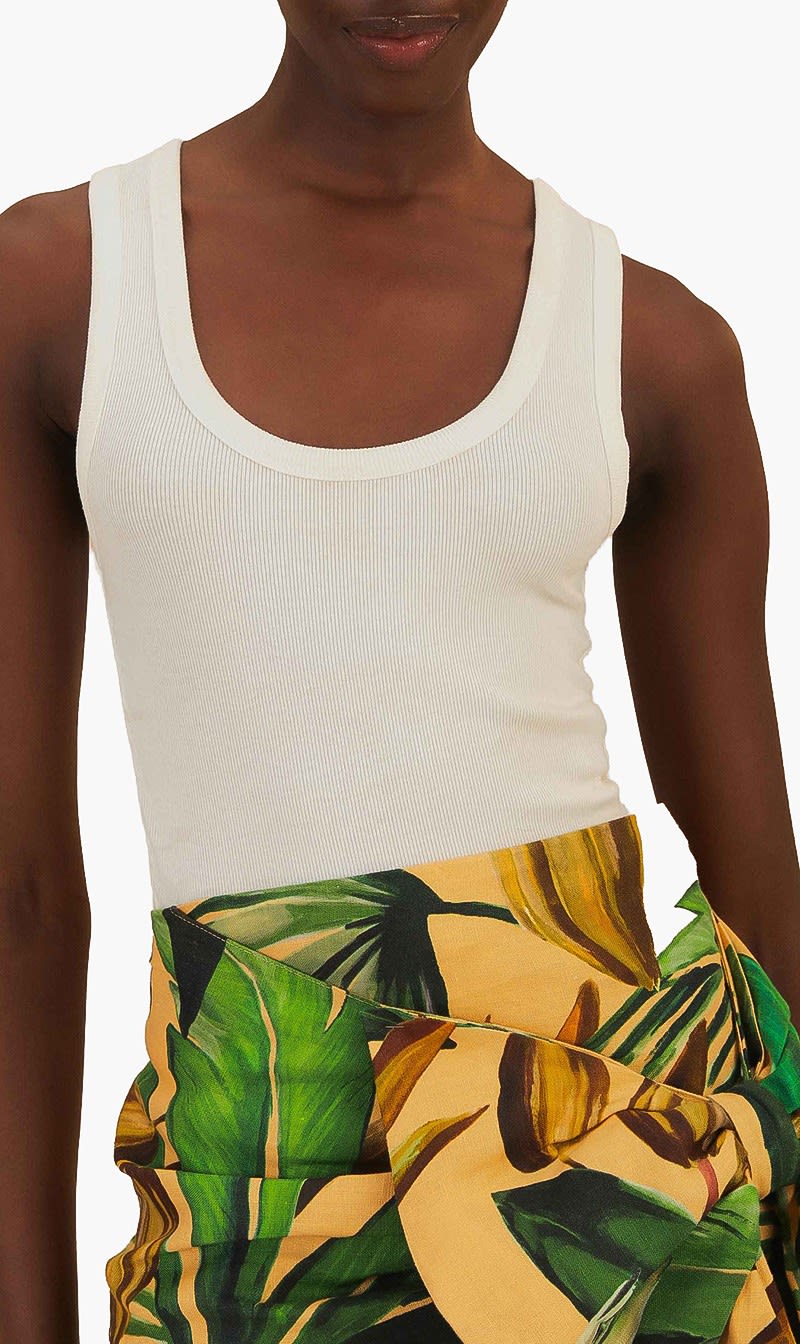 Farm Rio White Banana Embroidered Tank Top for Women