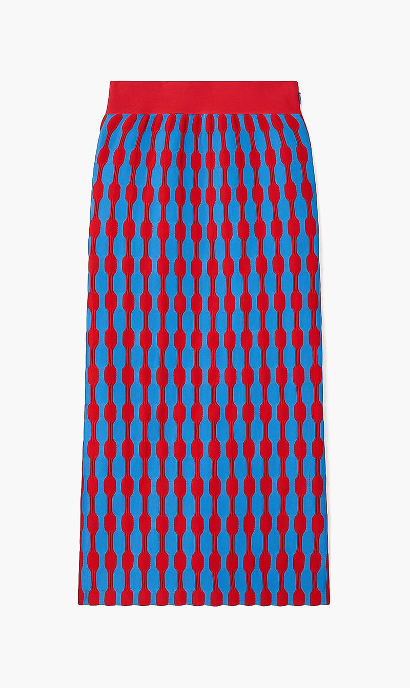 

Tory Burch Red Bubble Stripe Skirt for Women | The Deal Outlet