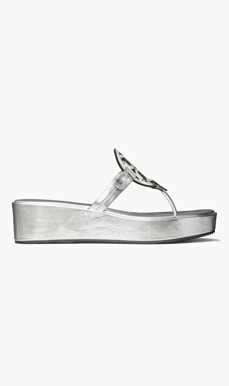 

Tory Burch Silver Miller Wedge 25mm for Women | The Deal Outlet