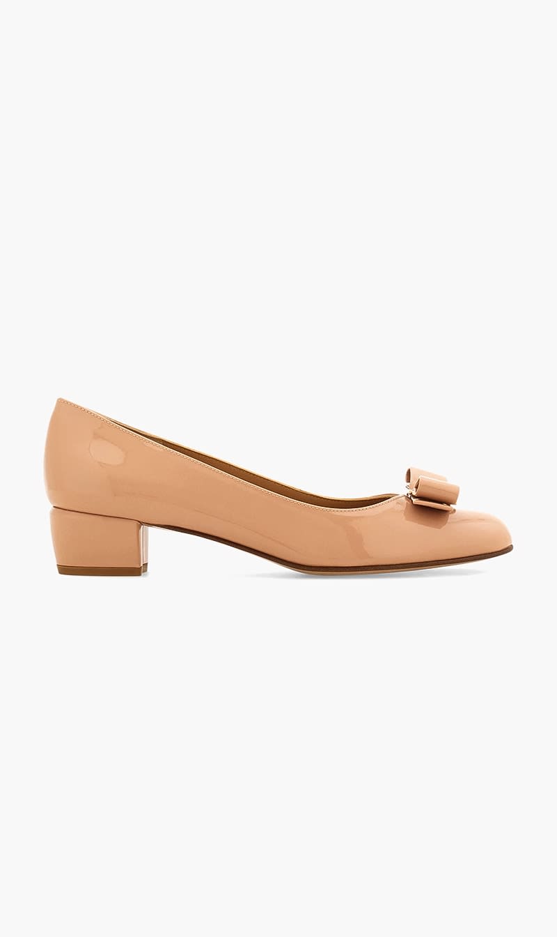 Beige Ferragamo Blue Vara Bow Pumps for Women