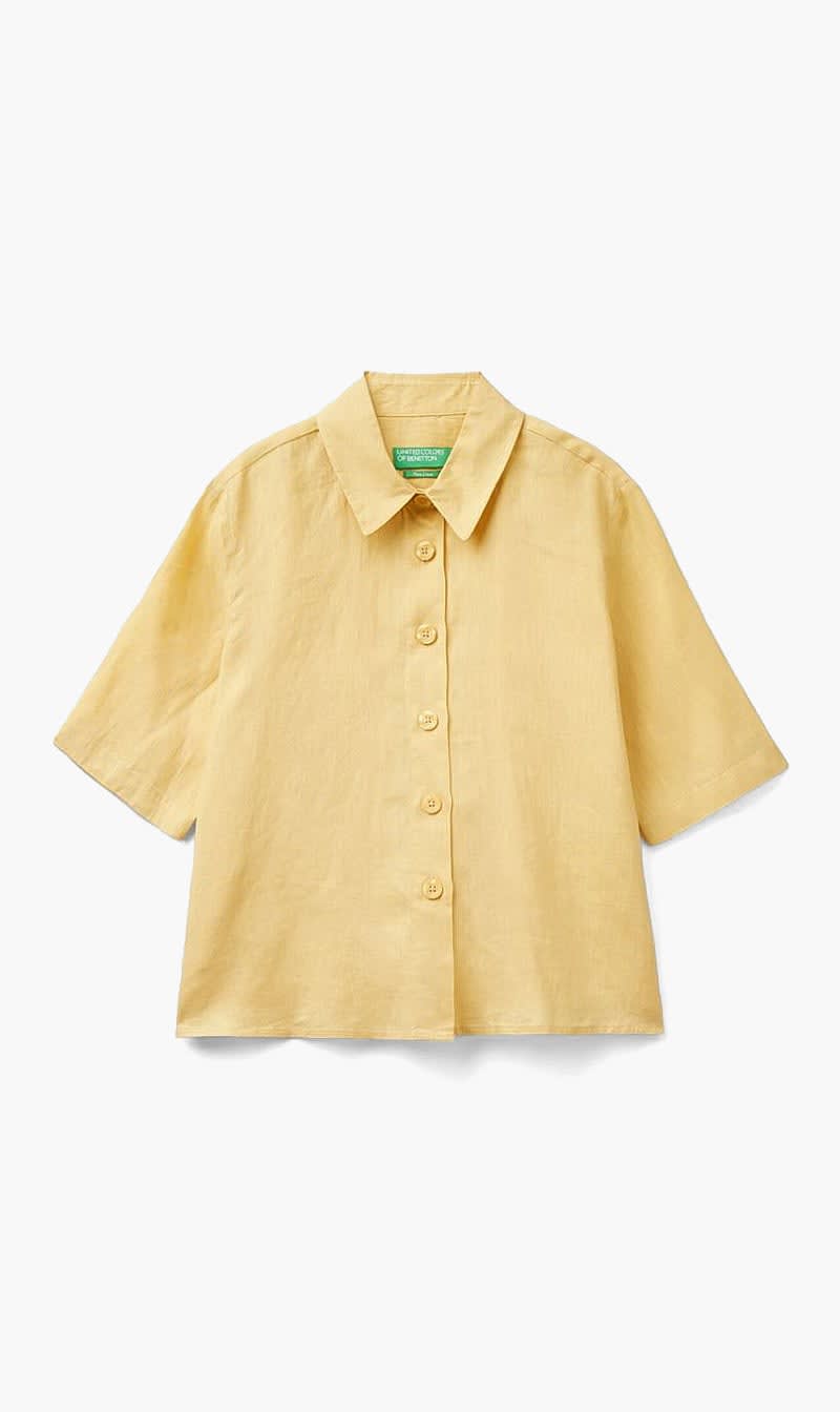 Yellow United Colors Of Benetton Pink Linen Shirt for Women