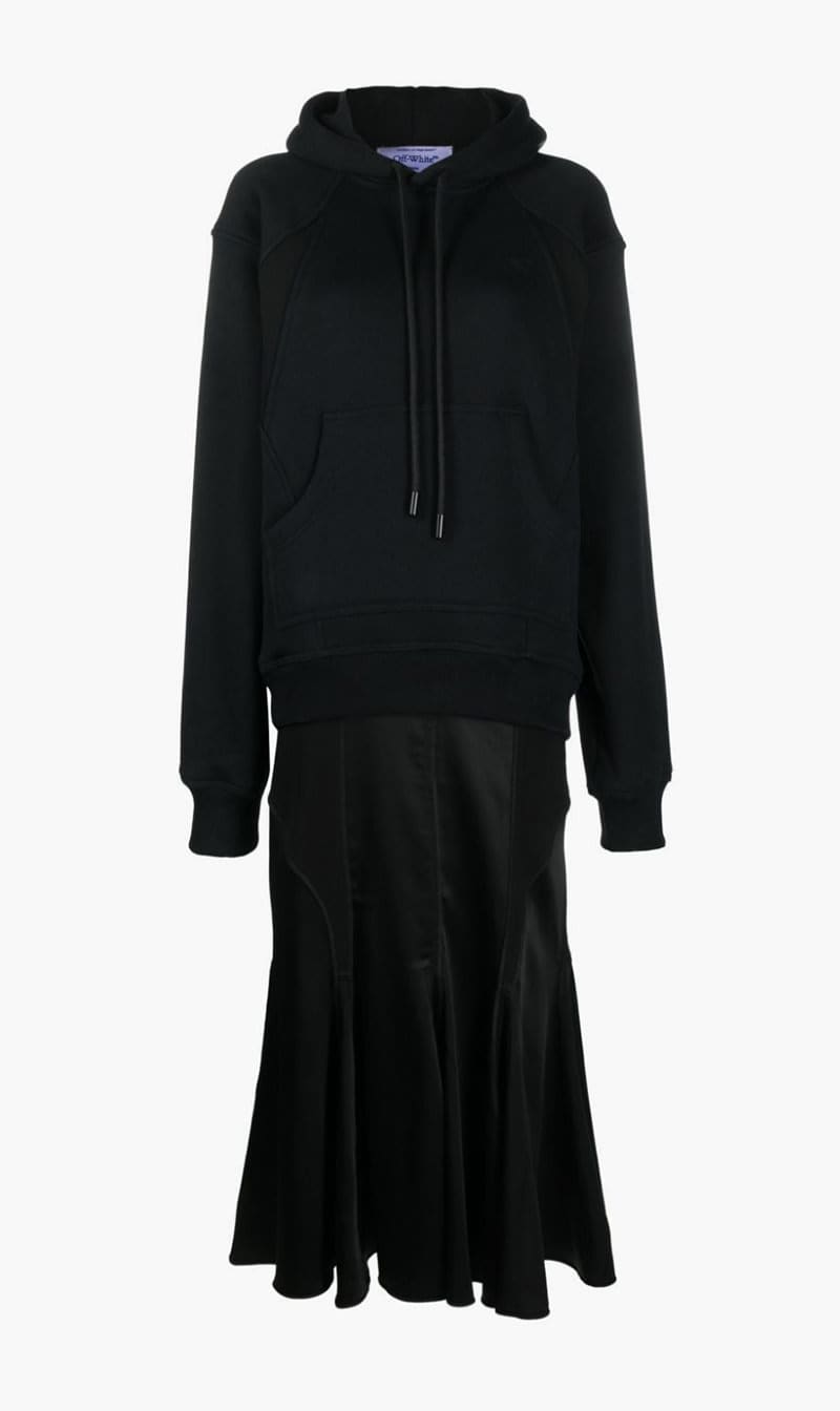 

Off-white Black Satin Jer Cycl Hoodie Dress Black Black for Women | The Deal Outlet