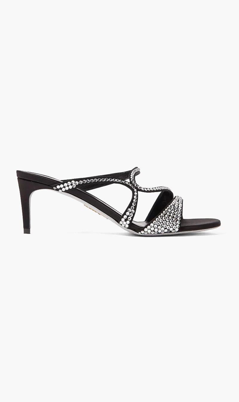 

Rene Caovilla Black Lace Pointed Toe Kitten Heel for Women