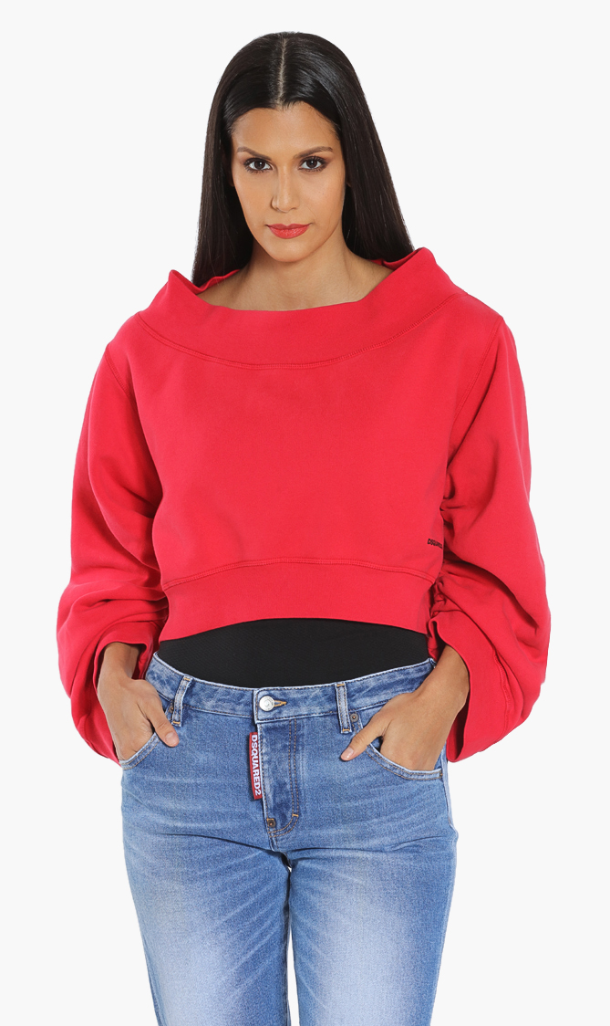 

Dsquared2 Ruched Sleeves Cropped Sweatshirt