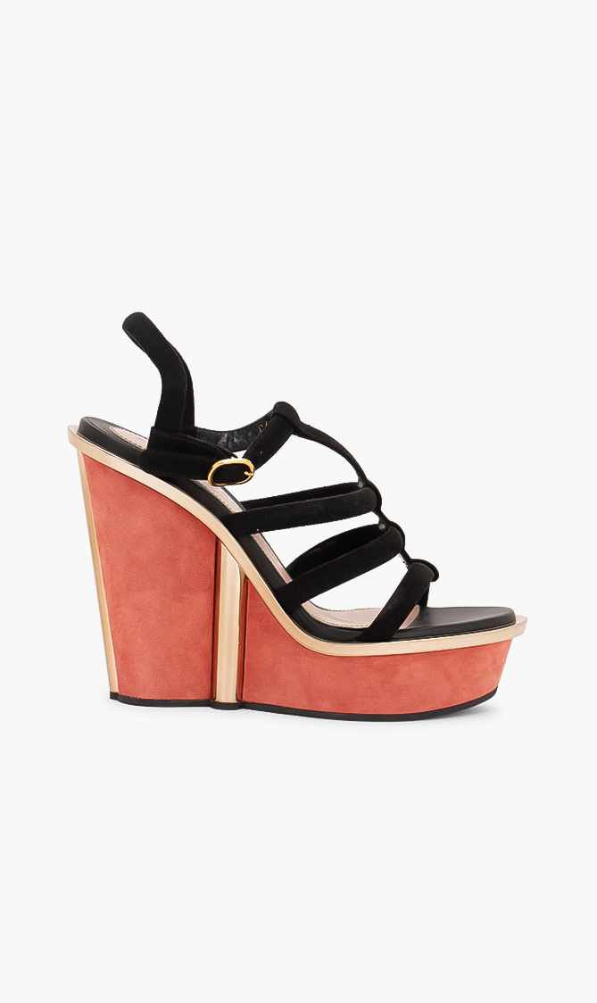 

Alexander Mcqueen Suede Strappy Wedge Sandals
